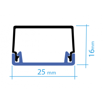 Canaleta PVC autoadhesiva  25*16mm en barra de 2m